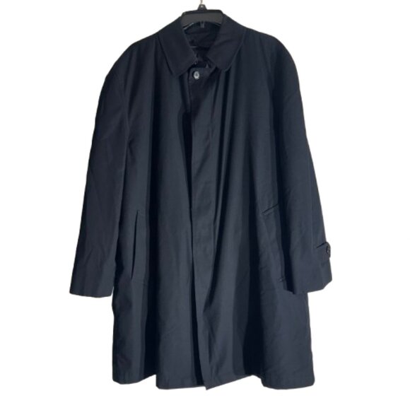Men's London Fog Classic Water-Resistent Black Trench Coat Size Medium Regular - Picture 1 of 9